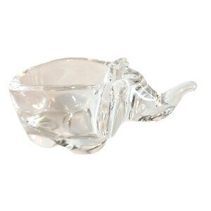 Crystal Clear Glass Elephant Candy Trinket Dish Bowl 6.25" Collectible  Figurine